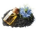 Black seed oil with flower